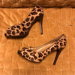 Animal Print Peep Toe Pumps